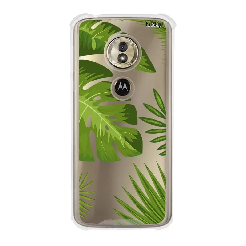 Capa Anti-Impacto Personalizada para Moto G6 Play - Plantas Folhas Grandes - Husky