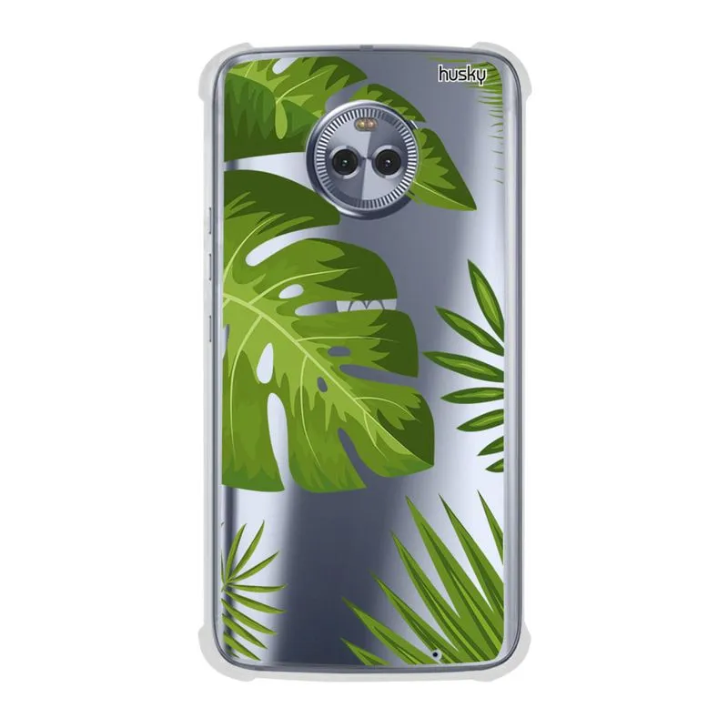 Capa Anti-Impacto Personalizada para Moto G6 Plus - Plantas Folhas Grandes - Husky