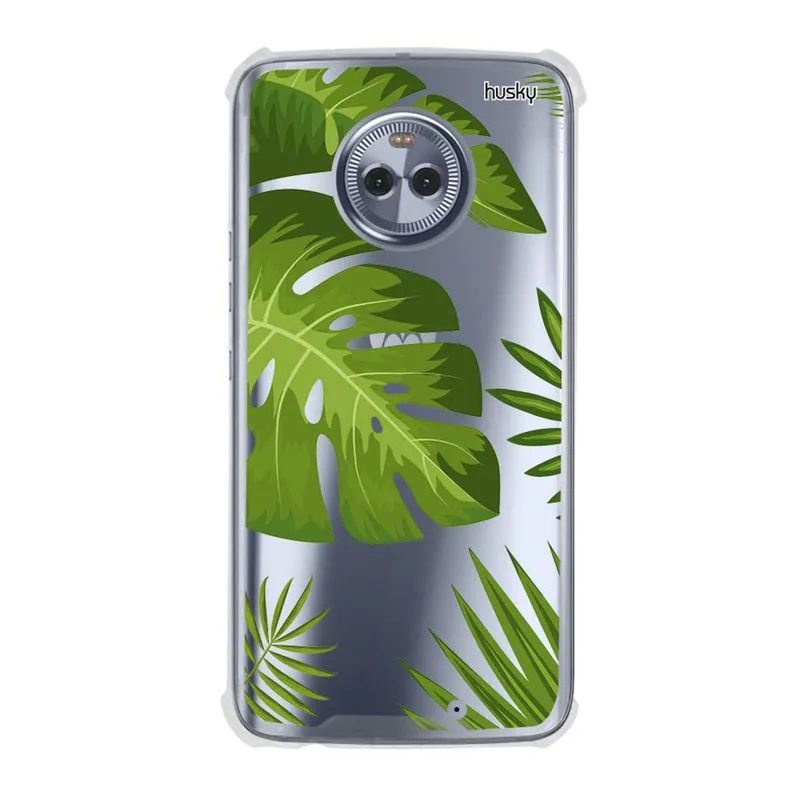 Capa Anti-Impacto Personalizada para Moto X4 - Plantas Folhas Grandes - Husky