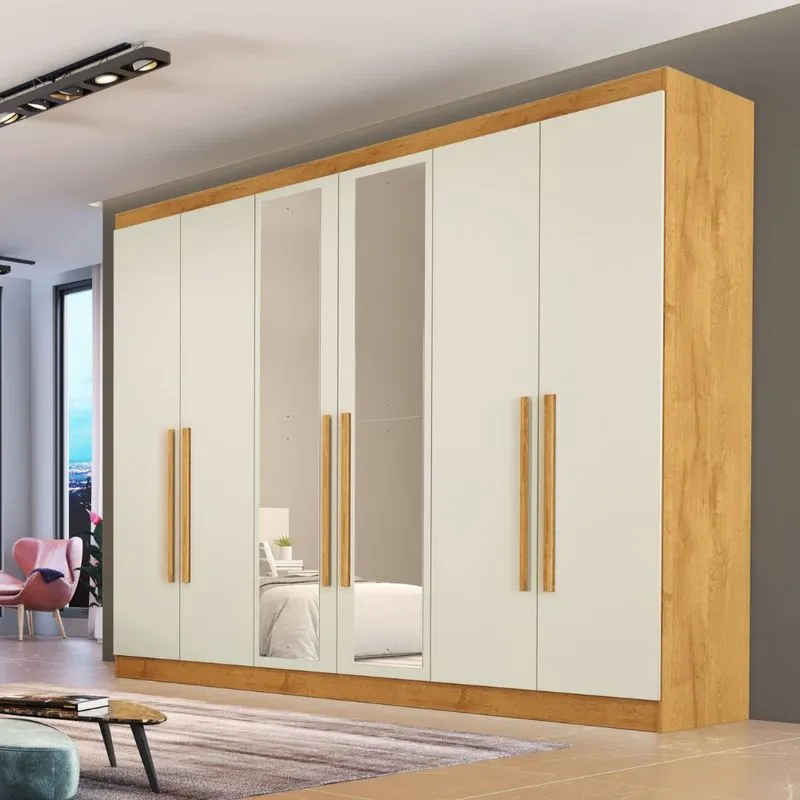 Guarda Roupa Casal com Espelho 6 Portas Em MDF Oslo Made Marcs