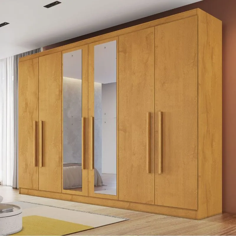 Guarda Roupa Casal com Espelho 6 Portas Em MDF Oslo Made Marcs