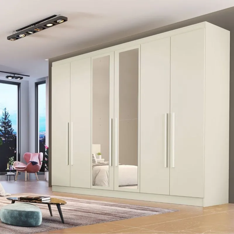 Guarda Roupa Casal com Espelho 6 Portas Em MDF Oslo Made Marcs