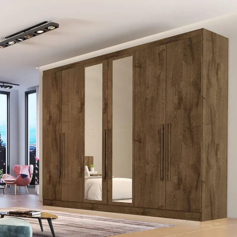 Guarda Roupa Casal com Espelho 6 Portas Em MDF Oslo Made Marcs