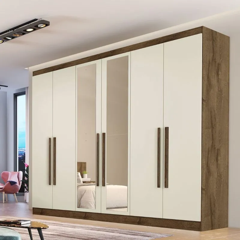 Guarda Roupa Casal com Espelho 6 Portas Em MDF Oslo Made Marcs