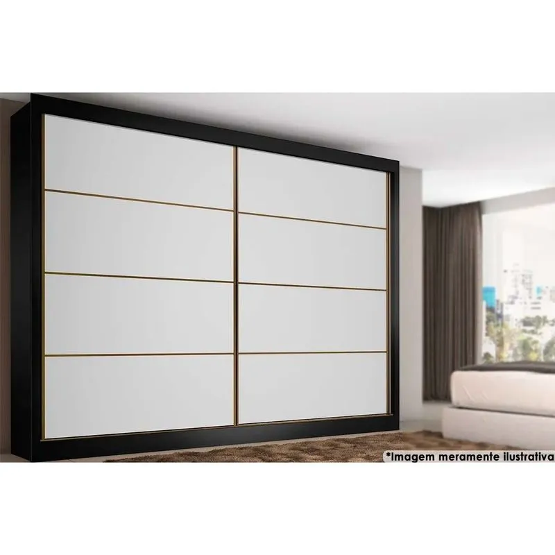 Guarda Roupa Casal 2 Portas e 6 Gavetas Sevilha Flex Preto/Preto ou Branco - Europa