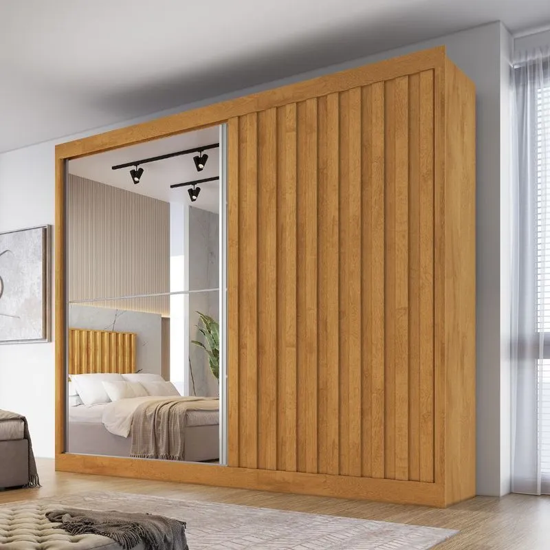 Guarda Roupa Atlanta de Casal 2 Portas de Correr MDF - Europa Móveis PEROBA