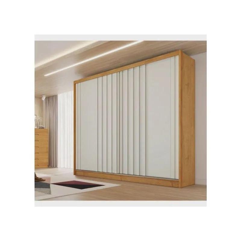 Guarda Roupa Solteiro Ripado 2 Portas 4 Gavetas - Galati-peroba-off White - Made Marcs