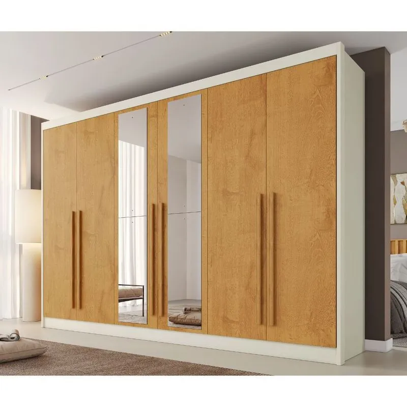 Guarda Roupa Casal com Espelho 6 Portas em MDF Alba Plus
