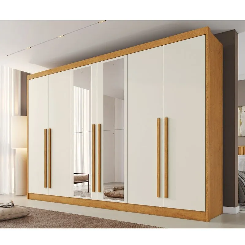 Guarda Roupa Casal com Espelho 6 Portas em MDF Alba Plus