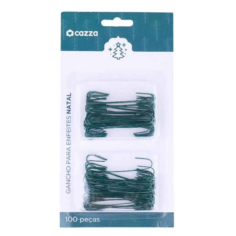 Kit 100 Ganchos para Enfeite de Natal Preto Cazza