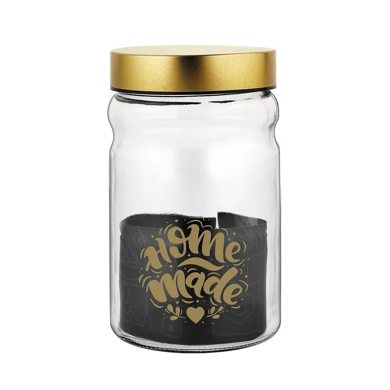 Pote Le Metal em Vidro com Tampa Redondo Dourado 1,4L