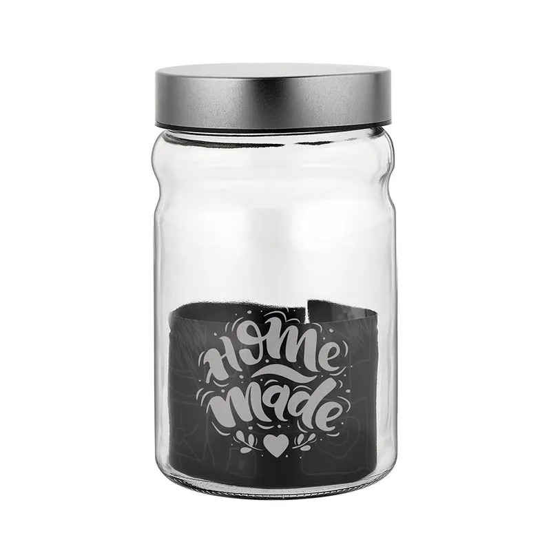 Pote Le Metal em Vidro com Tampa Redondo Silver 1,4L