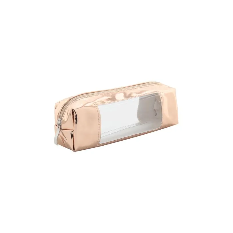 Estojo Le Teen Metalizado Rosê Gold com Visor Transparente