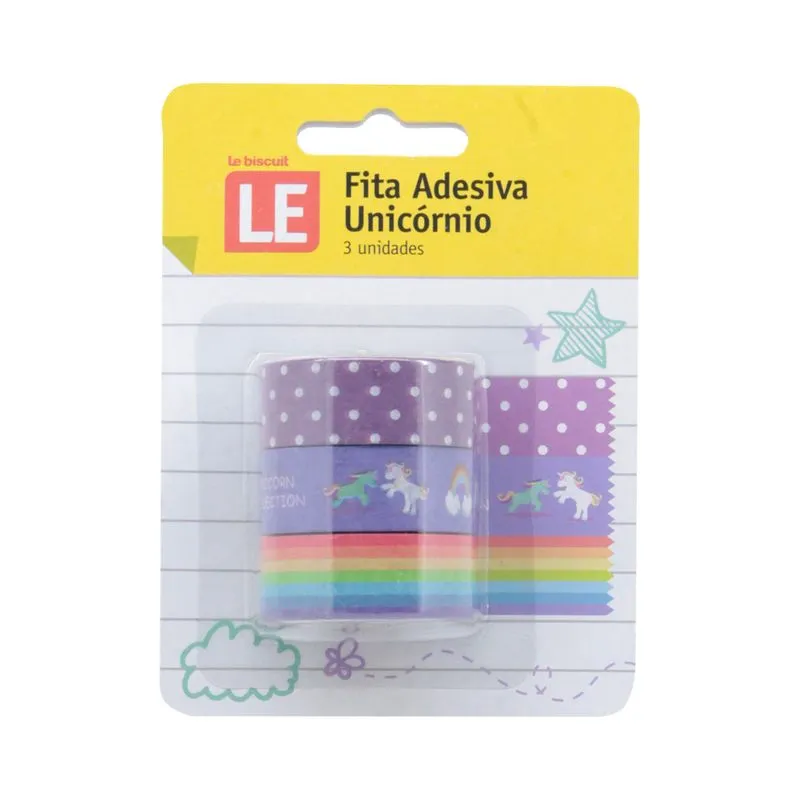 Fita Adesiva Decorada Le Unicórnio 15mmx8m com 3 unidades