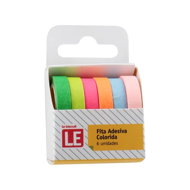 Fita Adesiva Le Colorida 7mmx7m com 6 Unidades