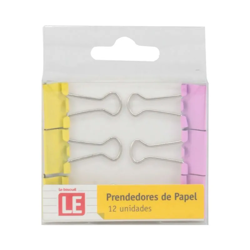 Binder Clips Le Pastel 19mm com 12 Unidades Cores Diversas - Item Sortido