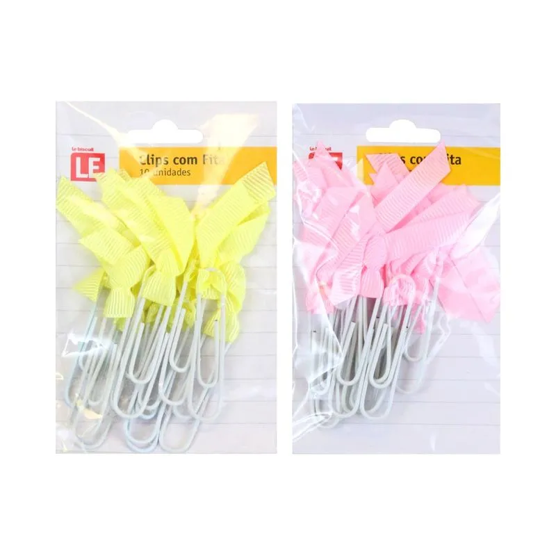 Clip com Fita Le Colorido 50mm com 10 Unidades Cores Diversas - Item Sortido