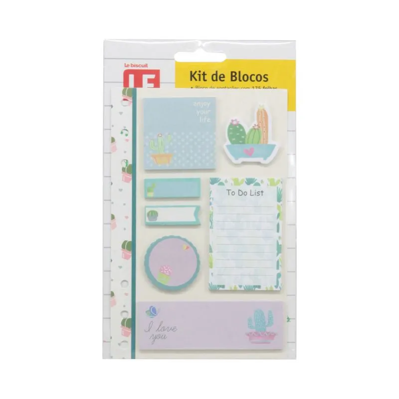Kit Bloco de Anotações Le Cactos com 7 Peças