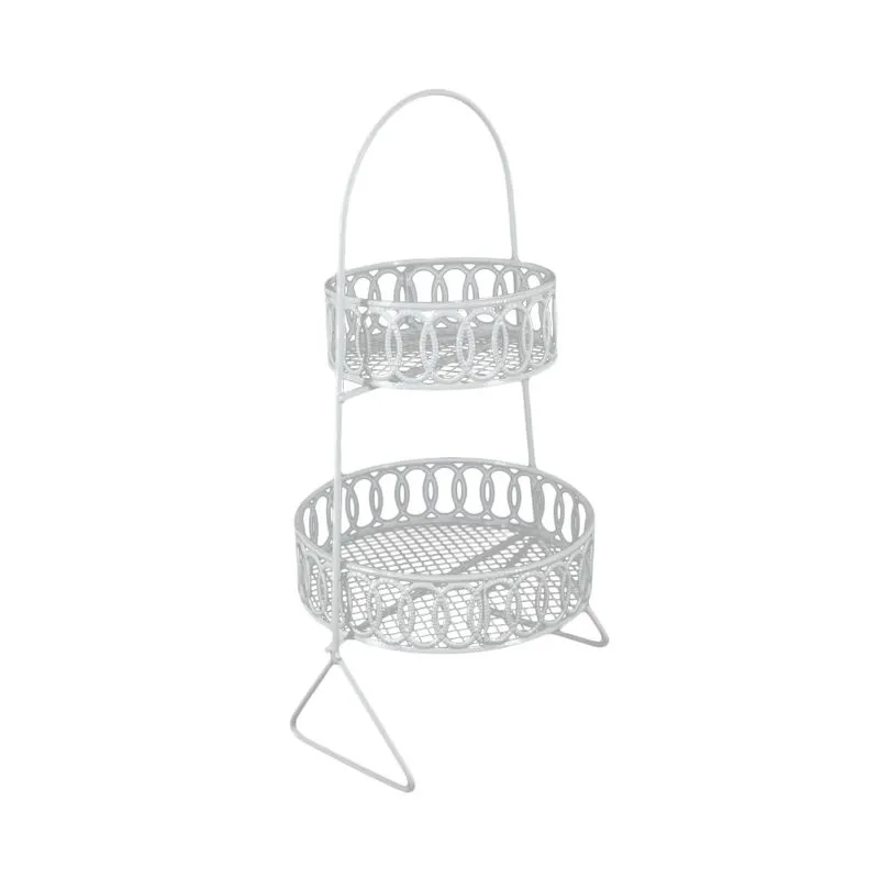 Suporte para Doce Le Metalizado Duplo 25x13cm Branco