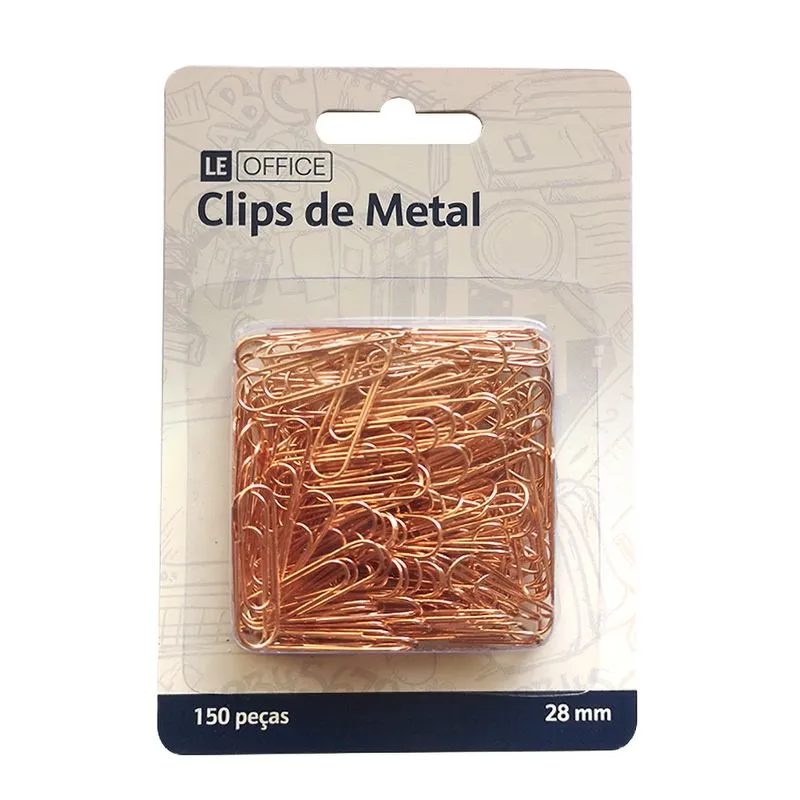 Clip Metálico Le Rosé 28mm com 150 Unidades Cores Diversas - Item Sortido