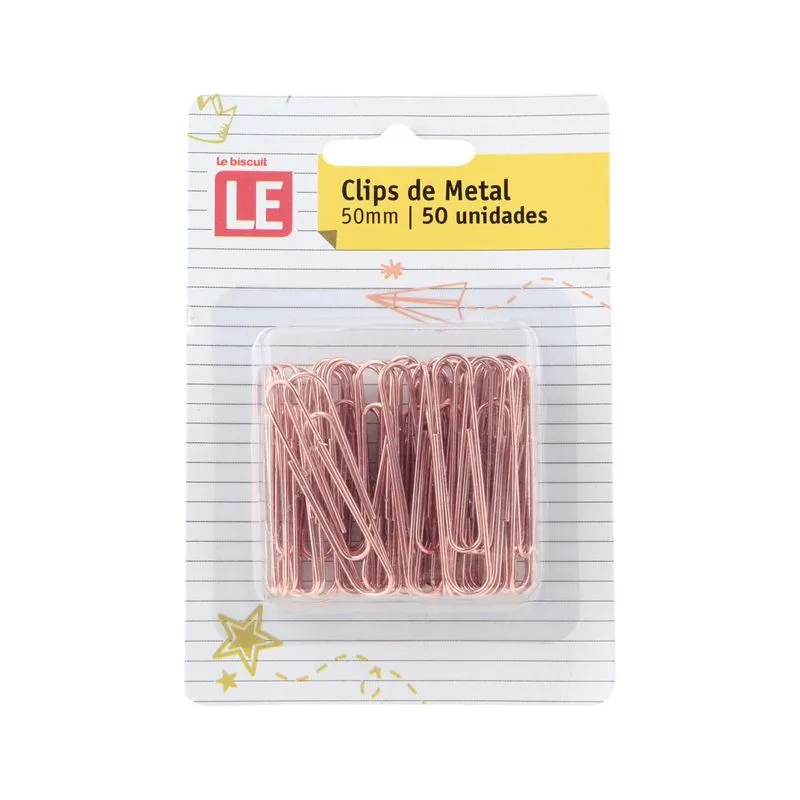 Clip Metálico Le Rosé 50mm com 50 Unidades