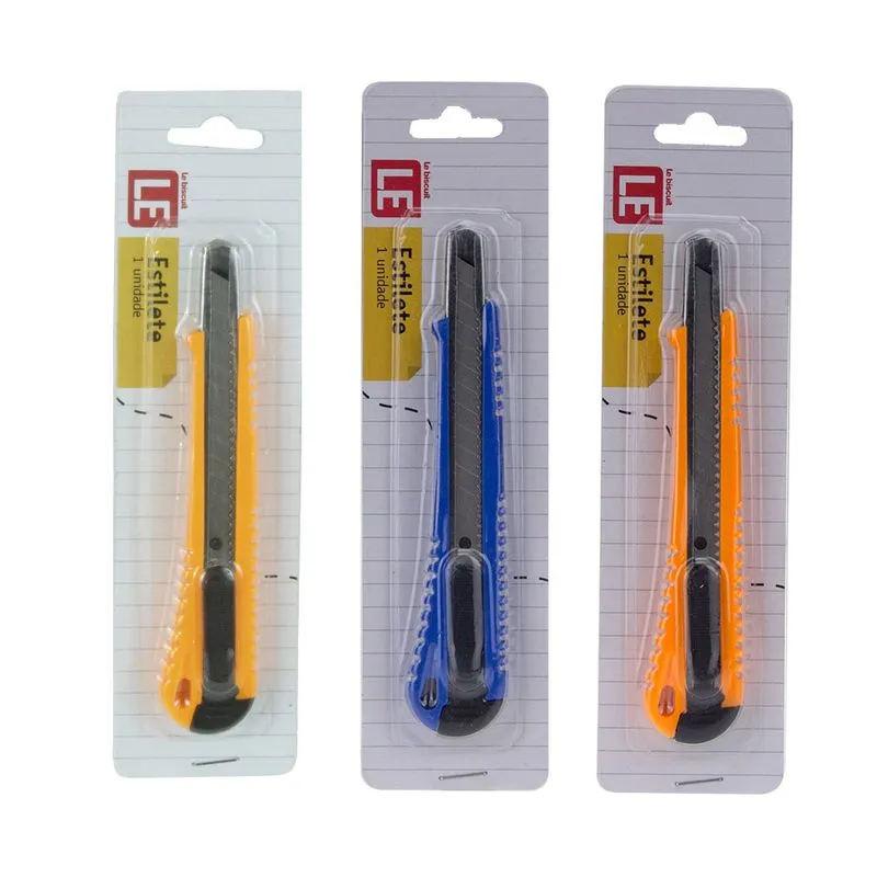 Estilete Retrátil Le com Lâmina de 9mm Cores Diversas - Item Sortido