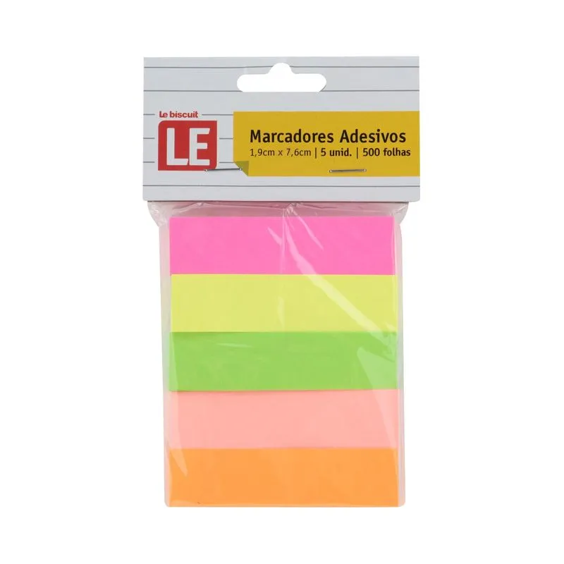 Marcador de Página Le Neon com 5 Blocos Adesivos Colorido