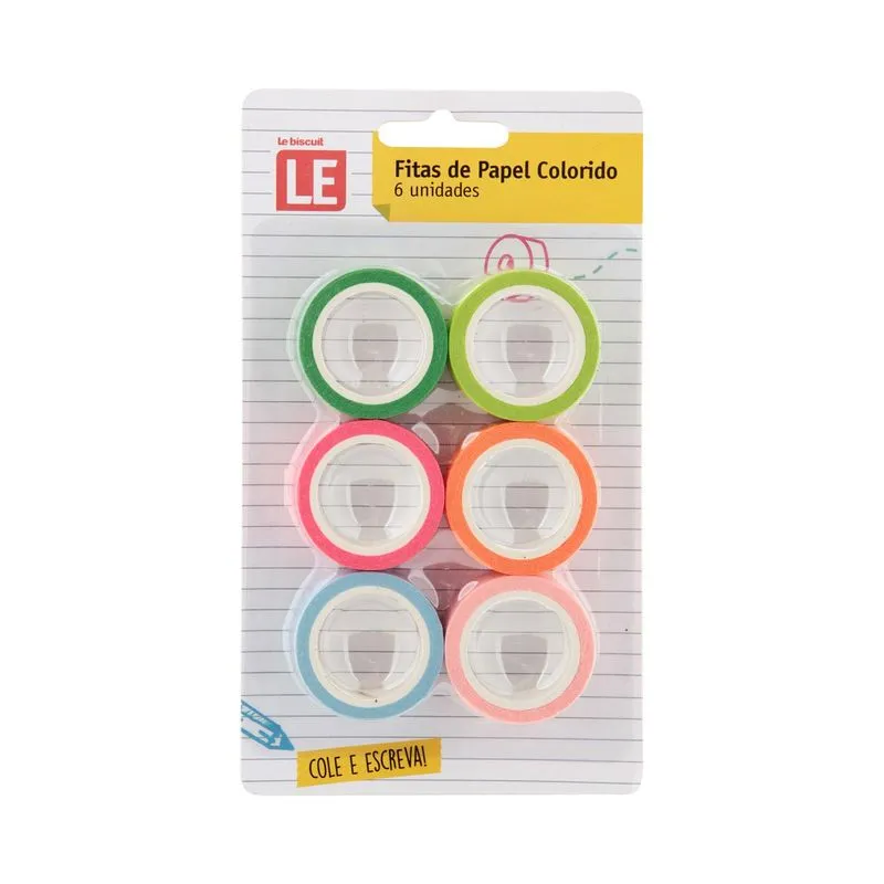 Fita Adesiva Le Colorida 12mmx6m com 6 Unidades