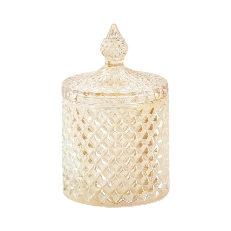 Pote Le de Vidro Decorado Dourado Ambar 13x8,5cm