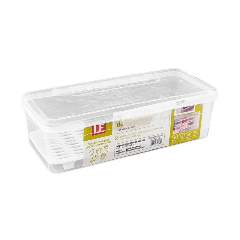 Organizador de Geladeira Le Clear em Plástico Branco 1,5L