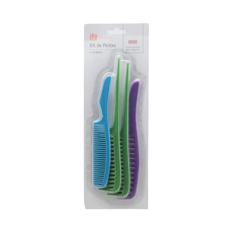 Kit Pente para Cabelo Le Econ Desembaraçante com 4 Unidades