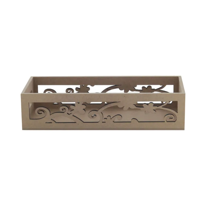 Bandeja Le Mdf Arabesco Retangular com Alça 21,5x9,5x5cm