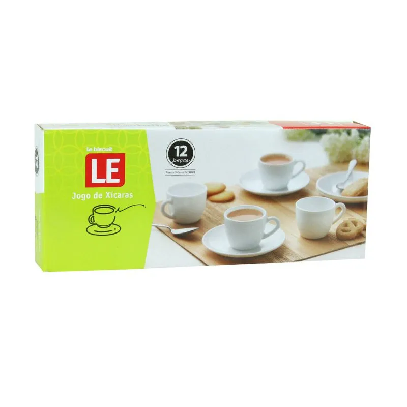 Conjunto Xícara de Café Le White Opaline 90ml com 6 Peças