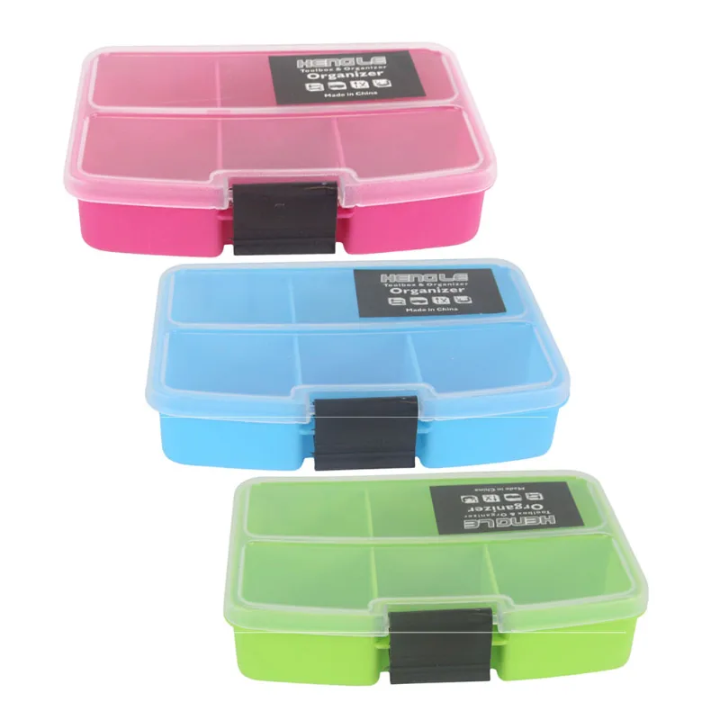 Organizador Plástico com 6 Divisórias 13,5x9,2x3cm Cores Diversas - Item Sortido