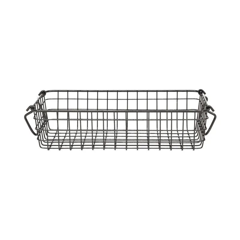 Cesto Organizador Le Grid em Ferro Preto com Alças 31,5x17x8cm