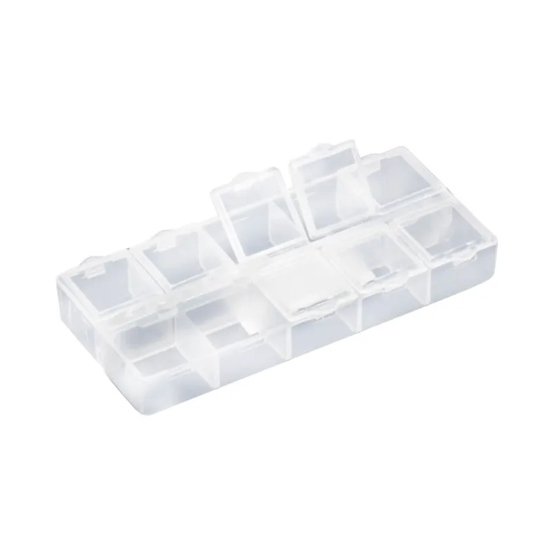 Organizador Plástico com 10 Divisórias 13,5x6x2cm Translúcido Cores Diversas - Item Sortido