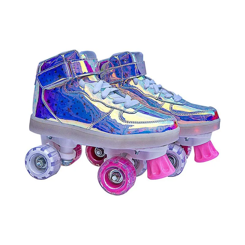 Patins Le com 4 Rodas Neon com Luz Número 34 Azul