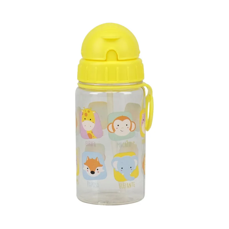 Garrafa Le Baby Safari com Canudo 350ml Amarelo