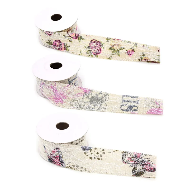 Fita de Tecido Decorada com Renda 4,5m Estampas Diversas - Item Sortido