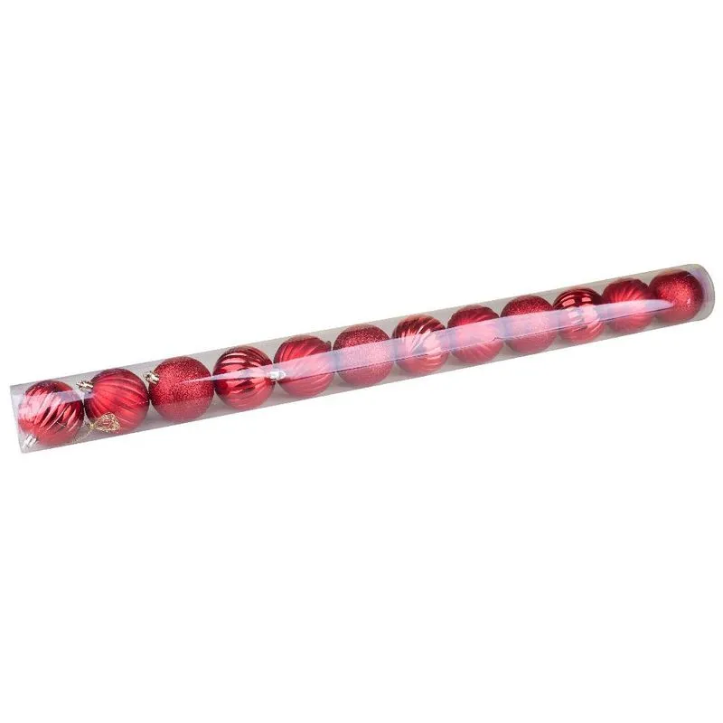 Tubo com 12 Bolas de Natal Cazza Vermelha