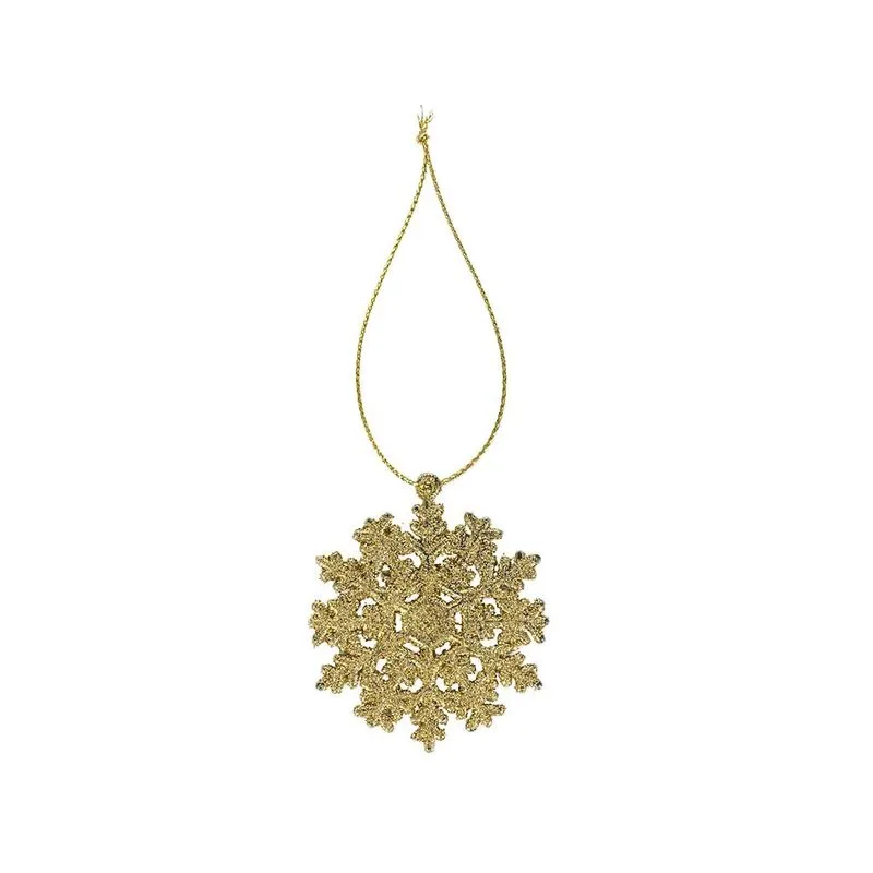 Enfeite Natal Neve com 4 Unidades 4,7cm Dourado