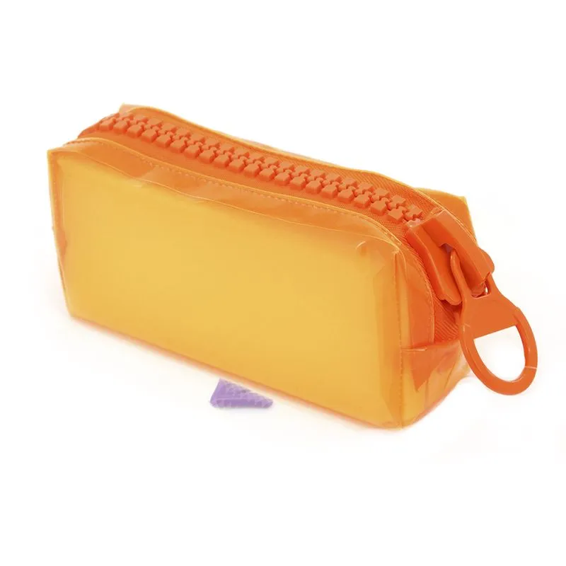 Porta Acessórios Le Transparente Color com Max Zíper 18,3x6cm Laranja