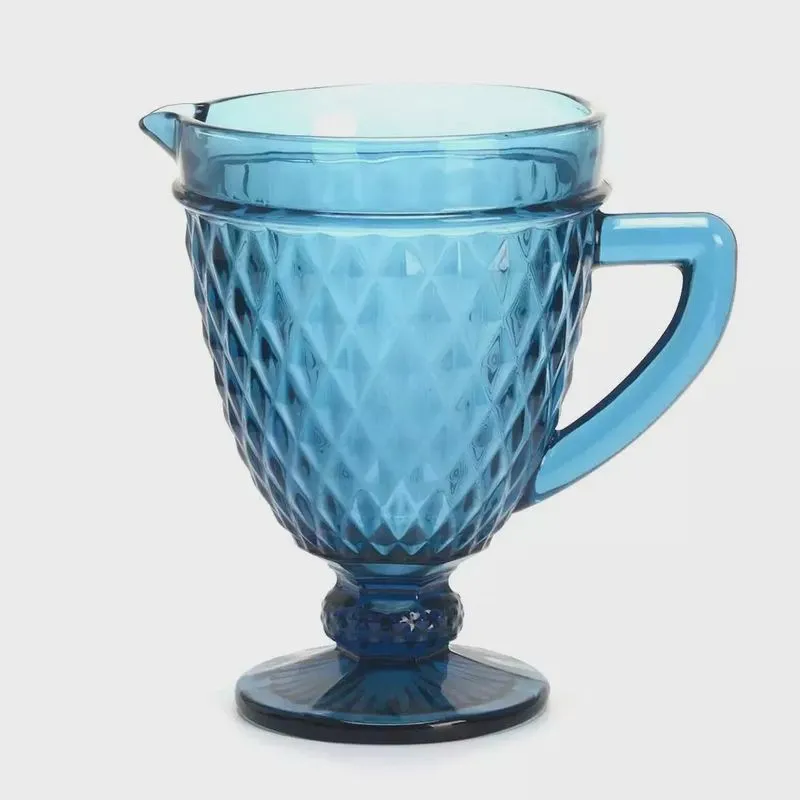 Jarra de Vidro com Textura e Alça Le Greek Azul 1,2L