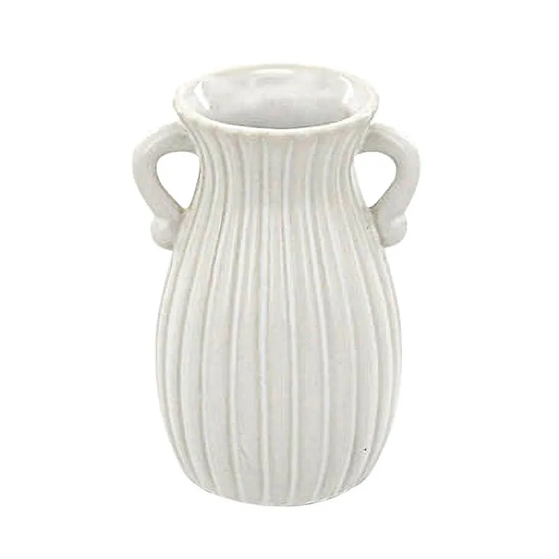 Vaso Cerâmica com Alças Le Branco 6x6x10cm