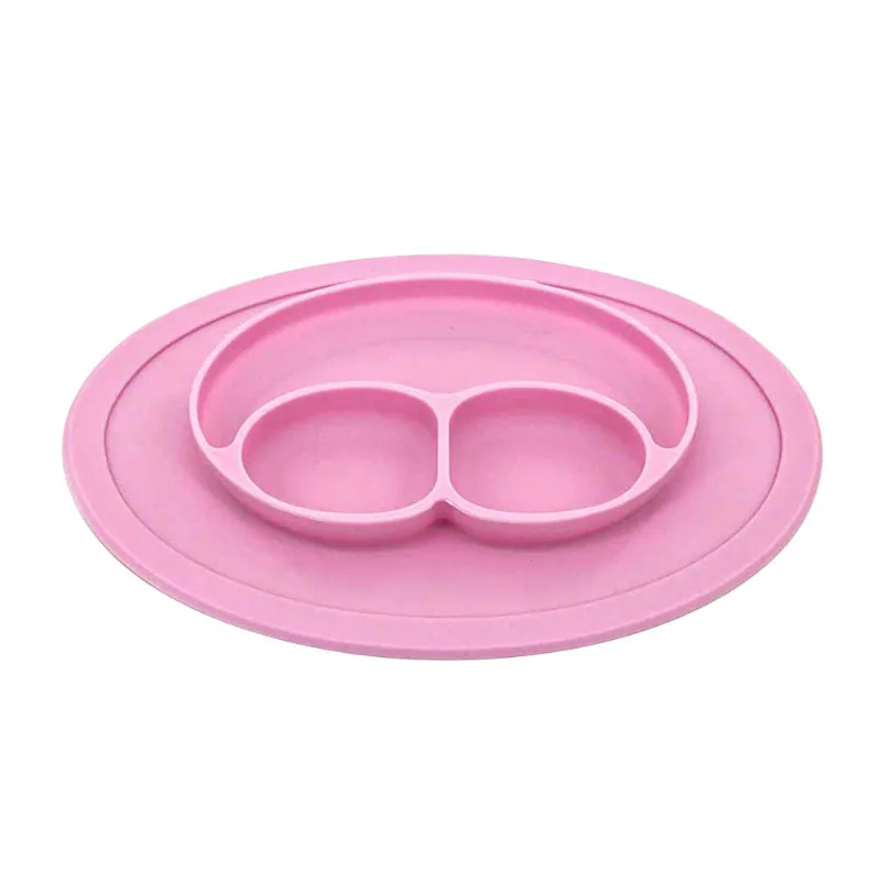 Prato de Silicone Le Baby com Três Divisórias Rosa