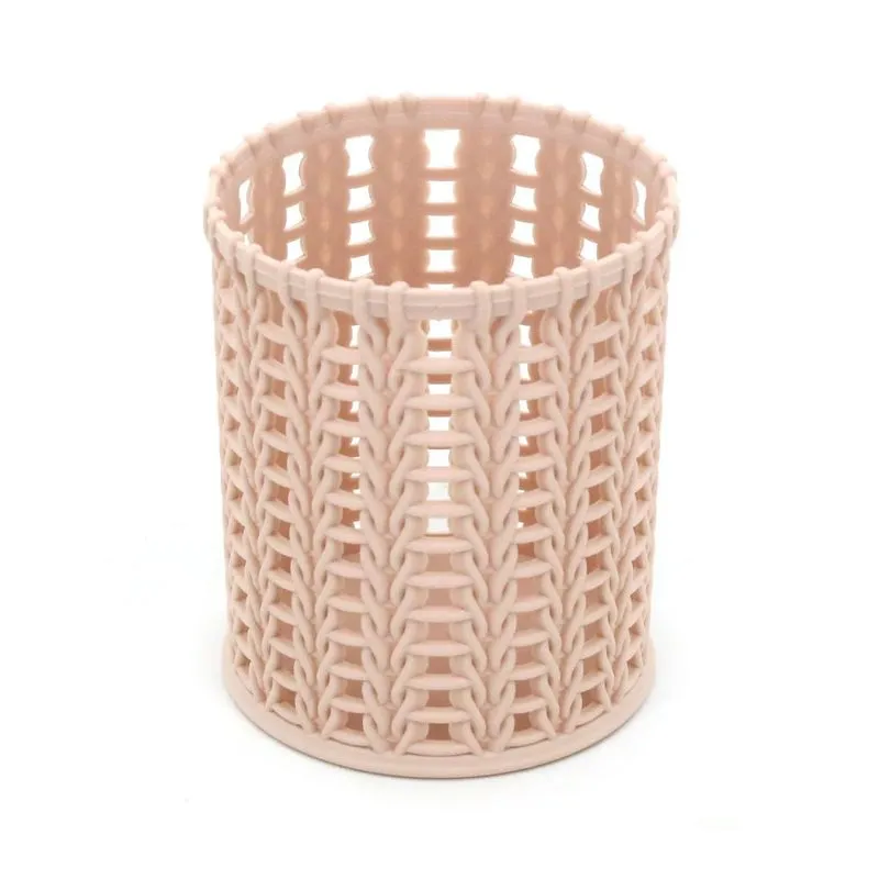 Porta Lápis Plástico Vazado Rosé