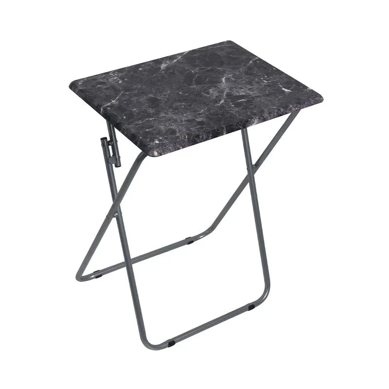 Mesa Dobrável Le Wood 66x48cm Preto Mdf Metal Marmorizado