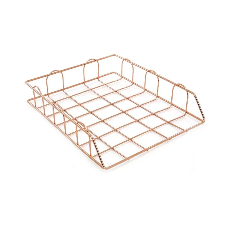 Bandeja Le Aramada Metal Porta Papel Empilhável Rosé Gold