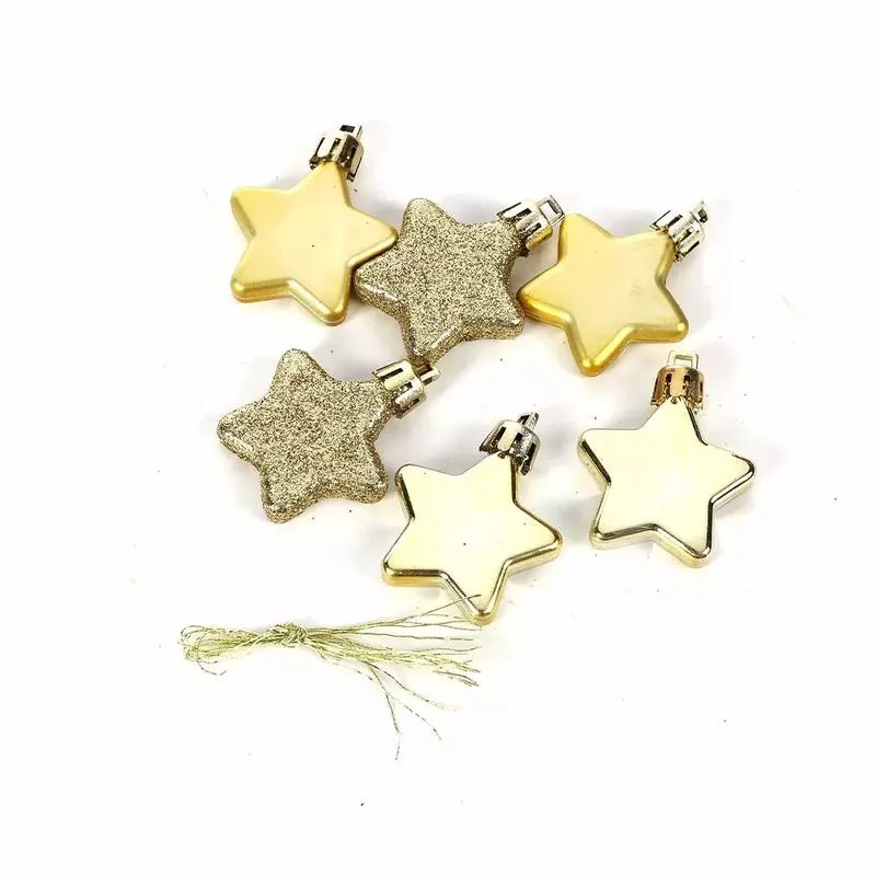 Enfeite de Árvore Estrela com 6 Unidades 4cm Dourado