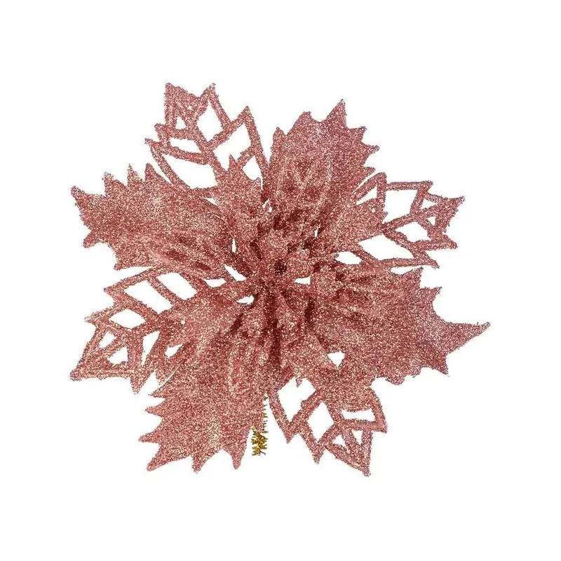 Kit Flor Natal Le 9,5cm com 3 Unidades Rose Gold